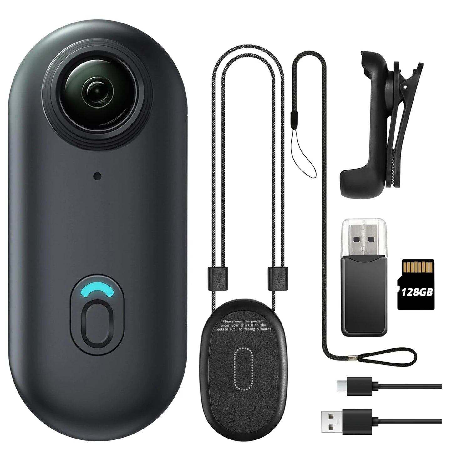 POV Camera with Magnetic Body Clip Small Body Wearable Camera 128G 1080P Small Tiny Outdoor Vlog Recorder Action Camera Sport DV