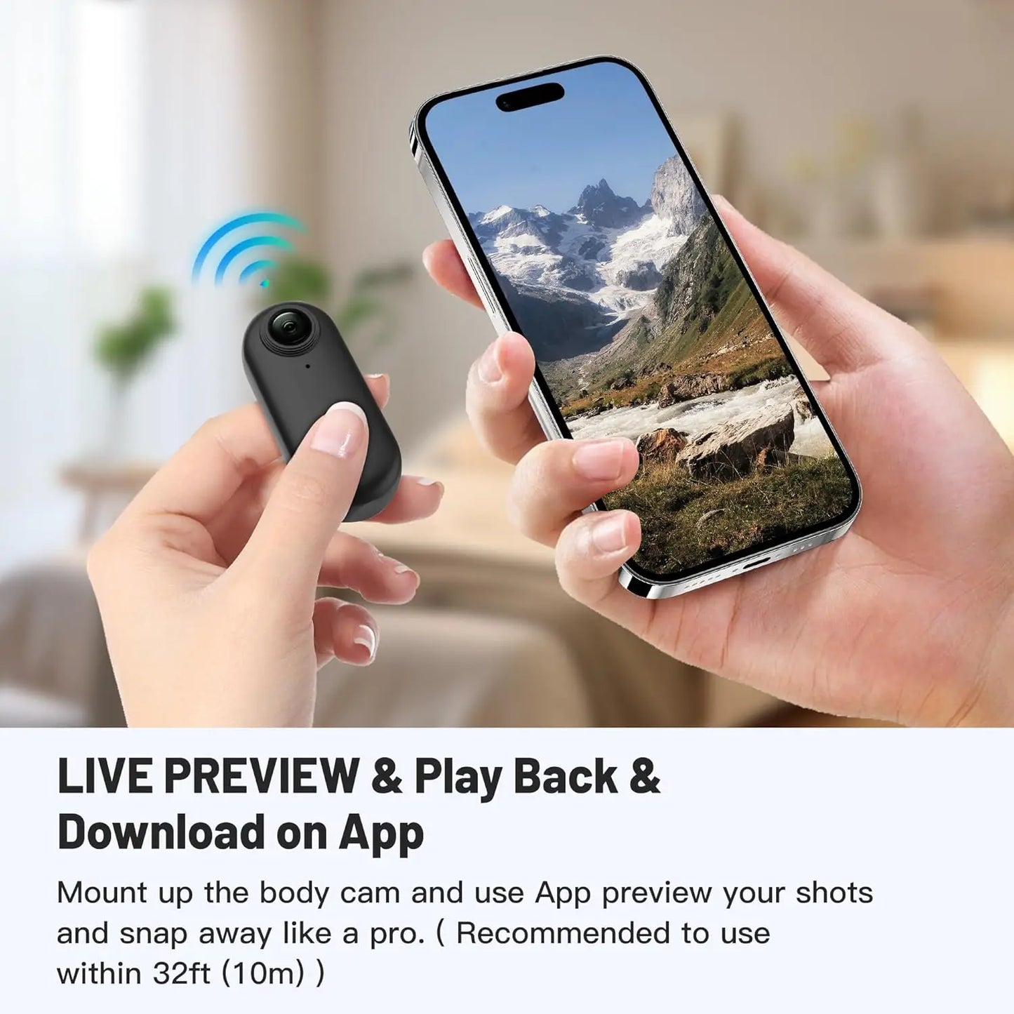 POV Camera with Magnetic Body Clip Small Body Wearable Camera 128G 1080P Small Tiny Outdoor Vlog Recorder Action Camera Sport DV