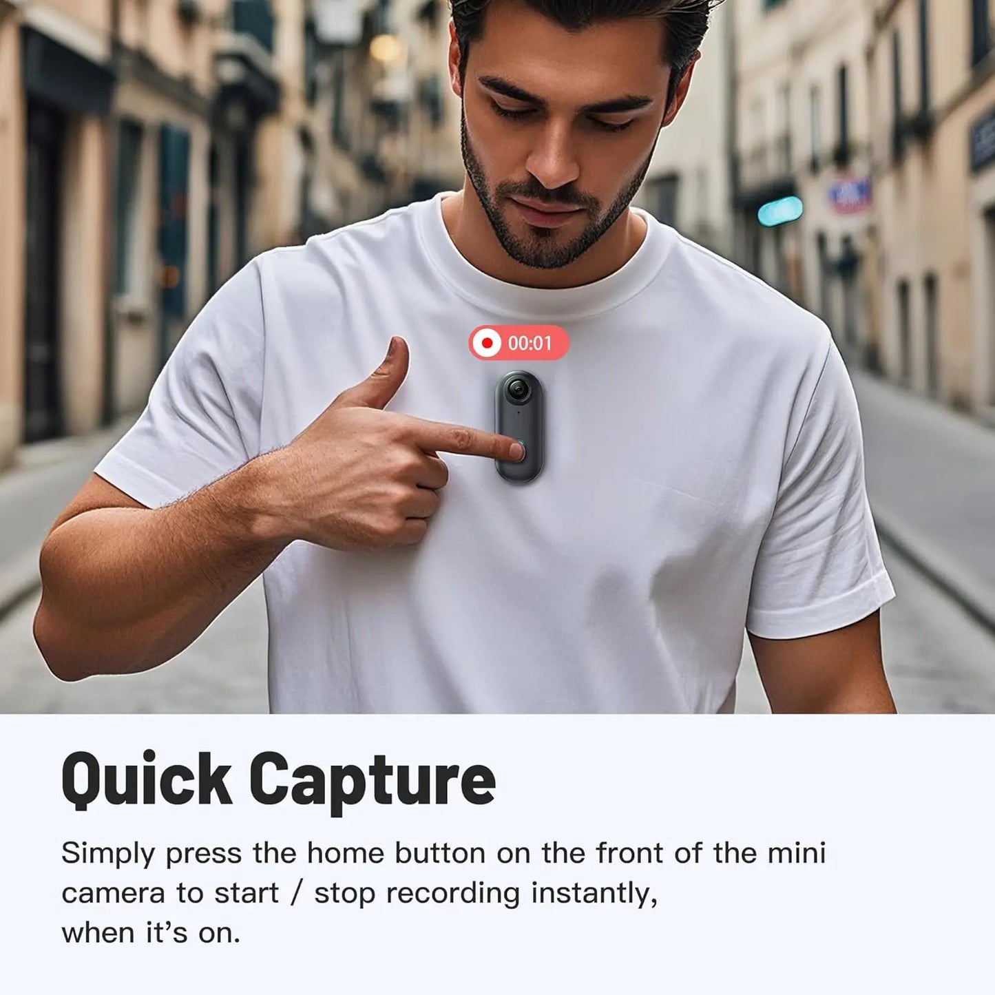 POV Camera with Magnetic Body Clip Small Body Wearable Camera 128G 1080P Small Tiny Outdoor Vlog Recorder Action Camera Sport DV