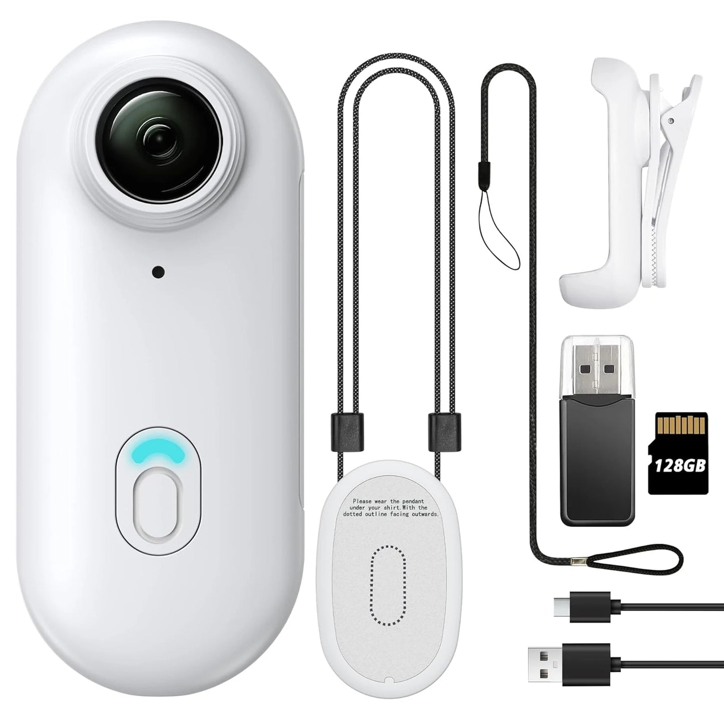 POV Camera with Magnetic Body Clip Small Body Wearable Camera 128G 1080P Small Tiny Outdoor Vlog Recorder Action Camera Sport DV
